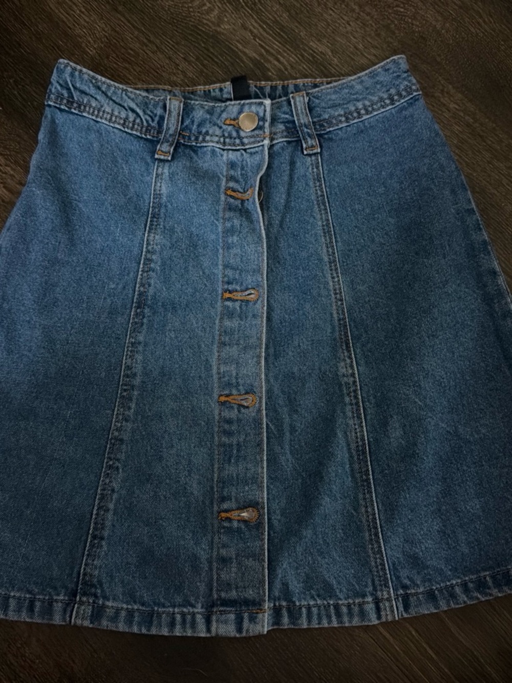 H&M Blue Button-Front Denim Mini Skirt